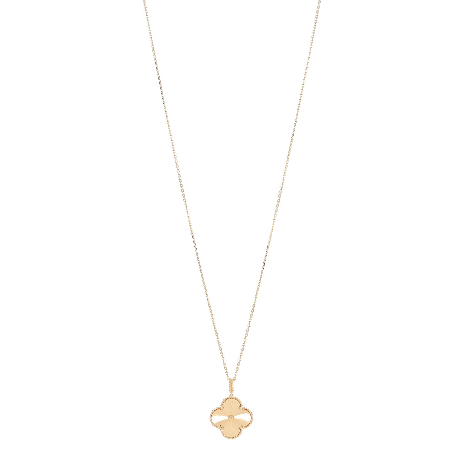 Van Cleef & Arpels 18K Yellow Gold Guilloche Magic Alhambra Long Necklace 1 of 5