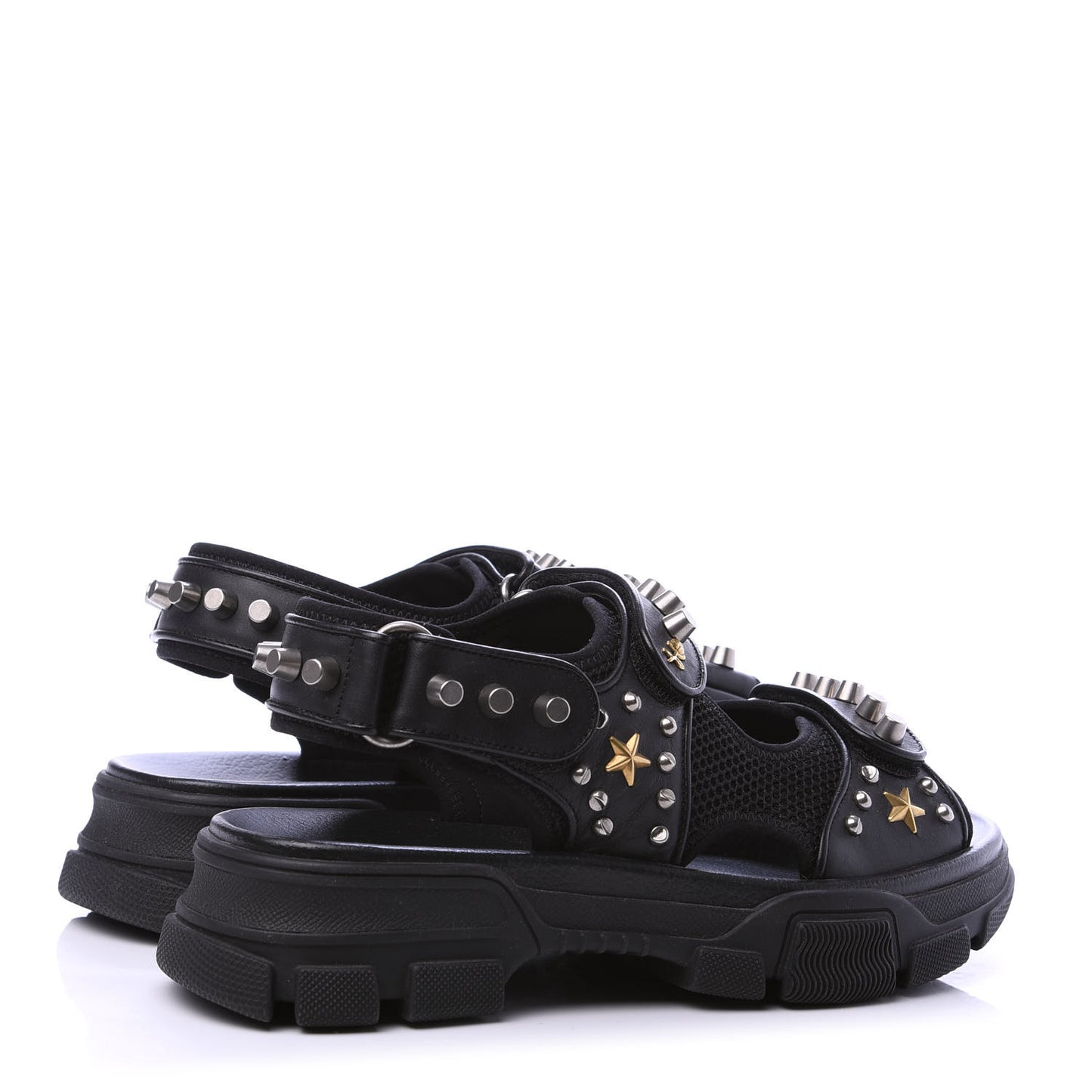 Nappa Mesh Studded Mens Aguru Sandals 6 Black