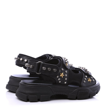 Gucci Nappa Mesh Studded Mens Aguru Sandals 6 Black 4 of 10