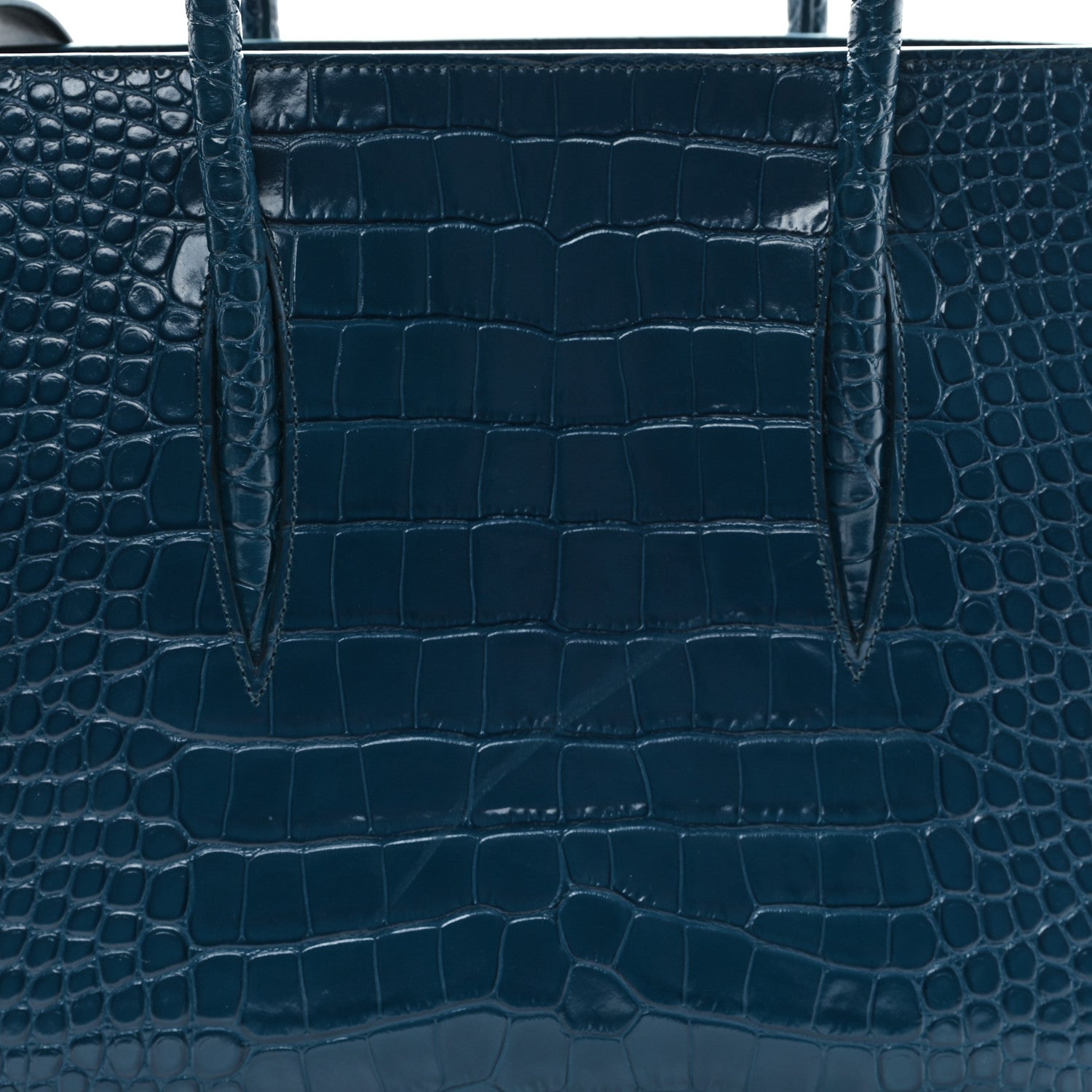 Christian Louboutin Calfskin Crocodile Embossed Studded Medium Paloma S Capitaine 7 of 9