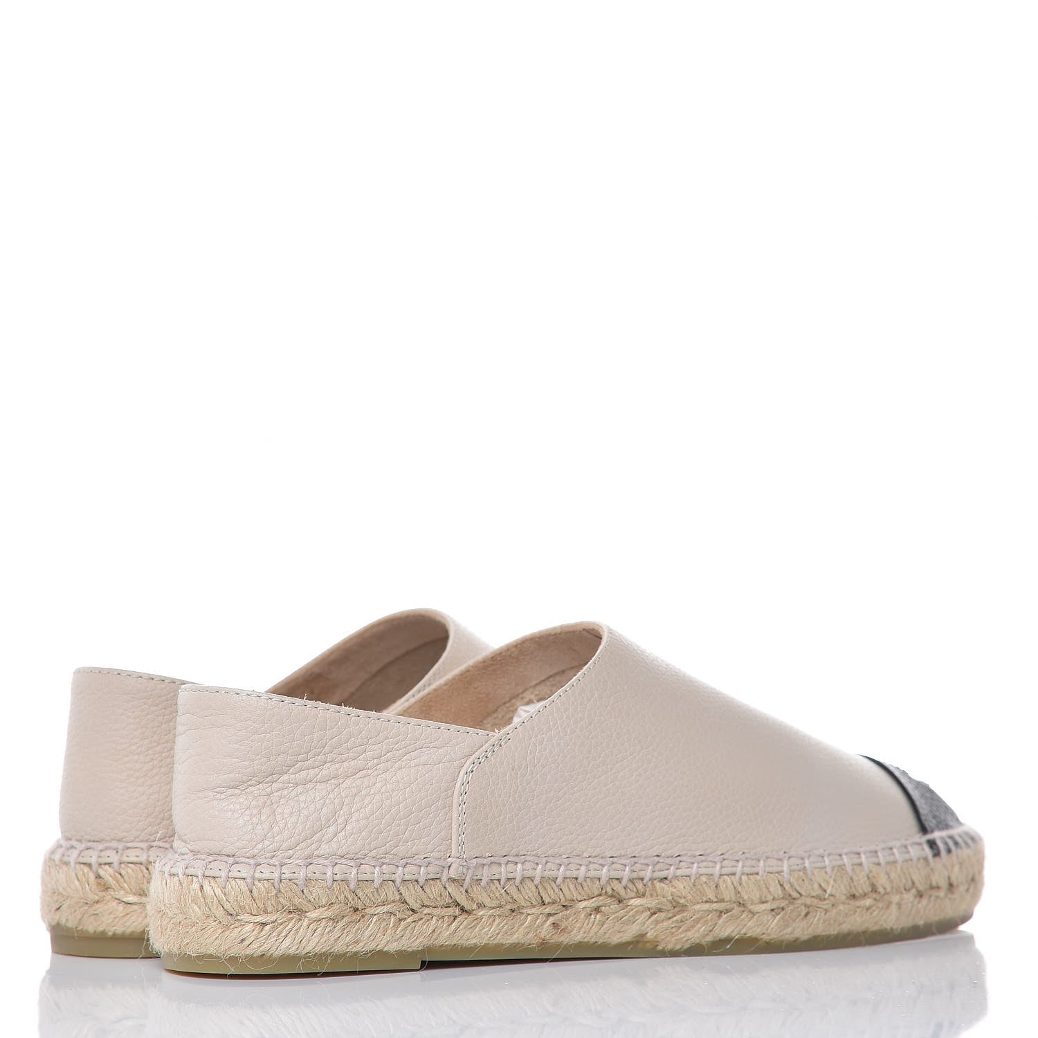 Chanel Grained Calfskin CC Espadrilles 39 Beige Black 4 of 10