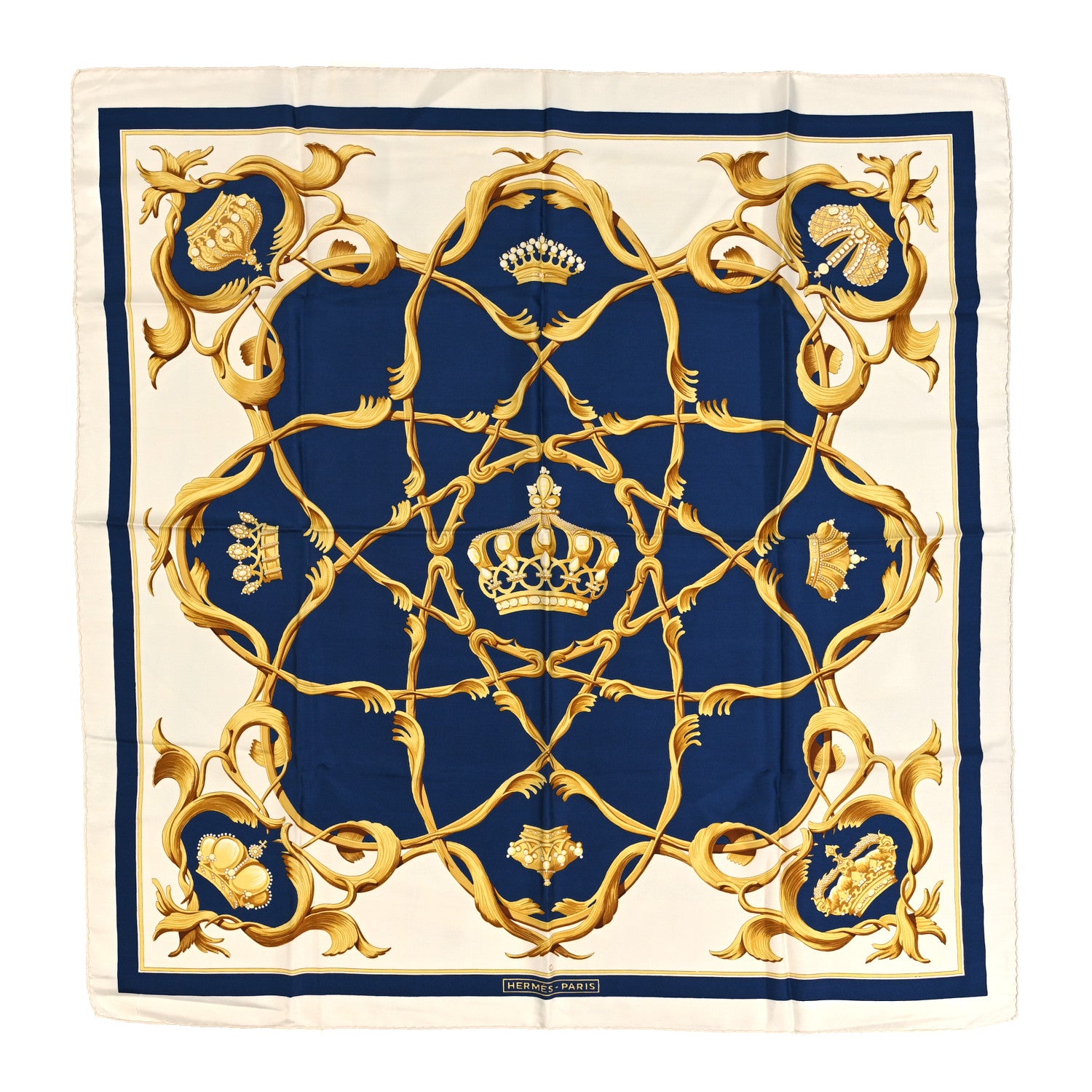 Hermes Silk Couronnes Crown Scarf 90 1 of 3
