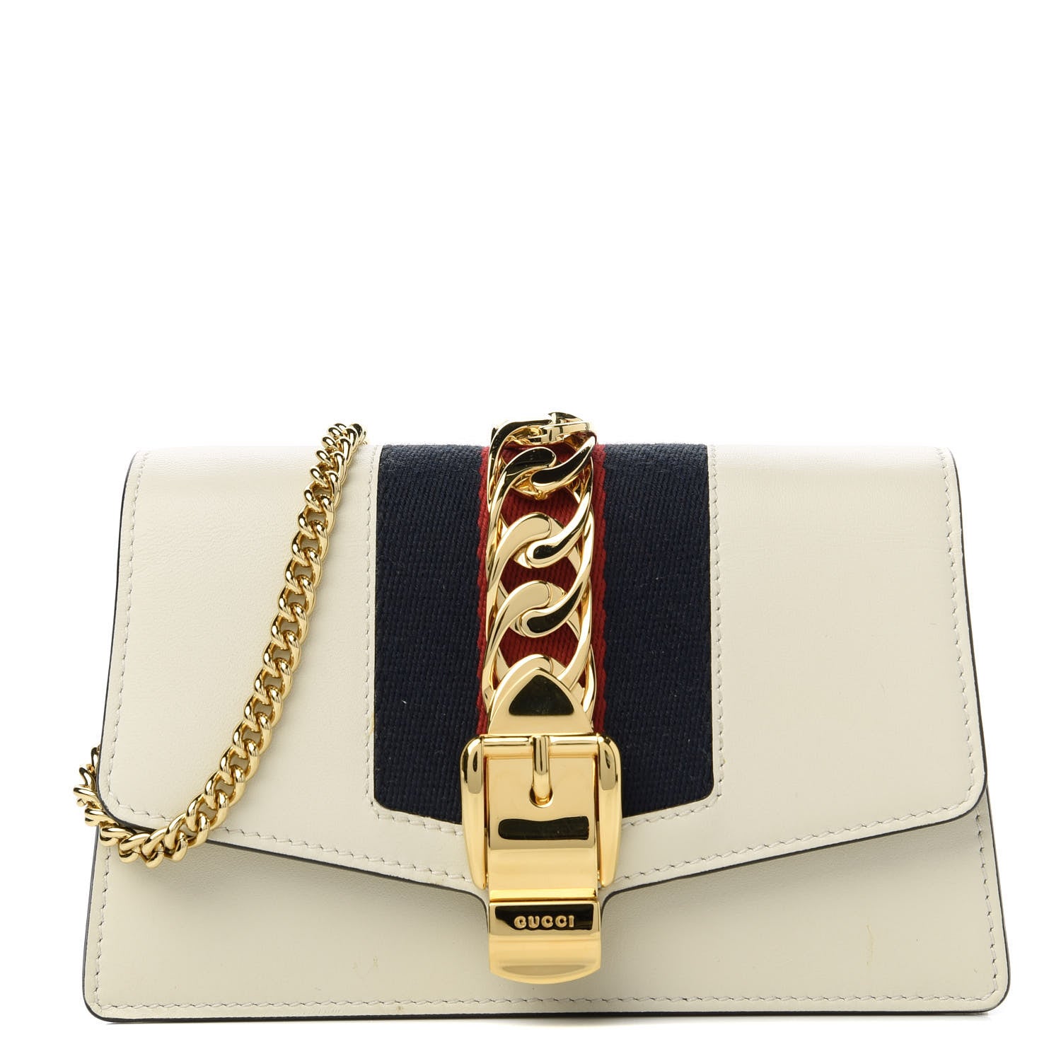 Gucci Calfskin Super Mini Sylvie Chain Shoulder Bag White 1 of 10