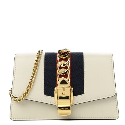 Gucci Calfskin Super Mini Sylvie Chain Shoulder Bag White 1 of 10