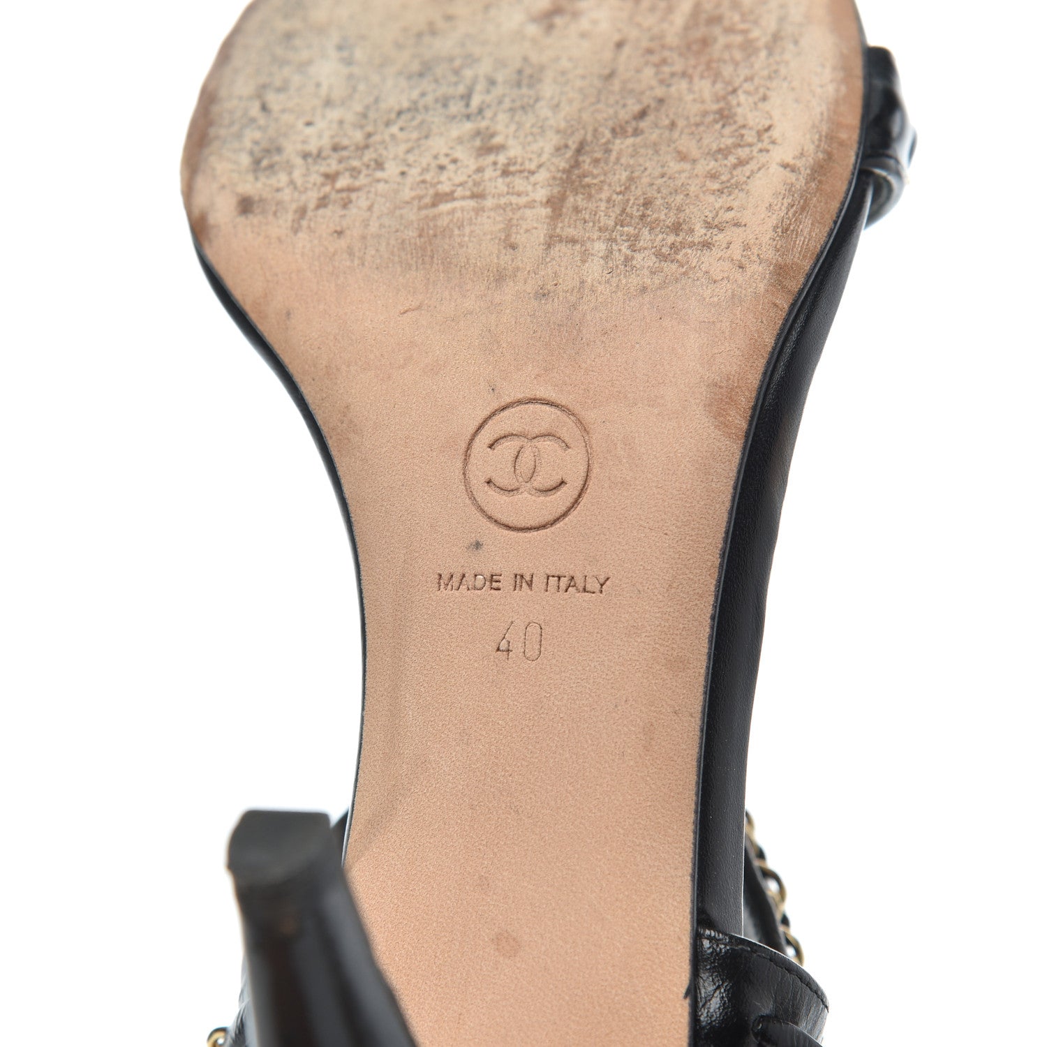 Chanel Crumpled Calfskin Chain Sandals 40 Black 7 of 20