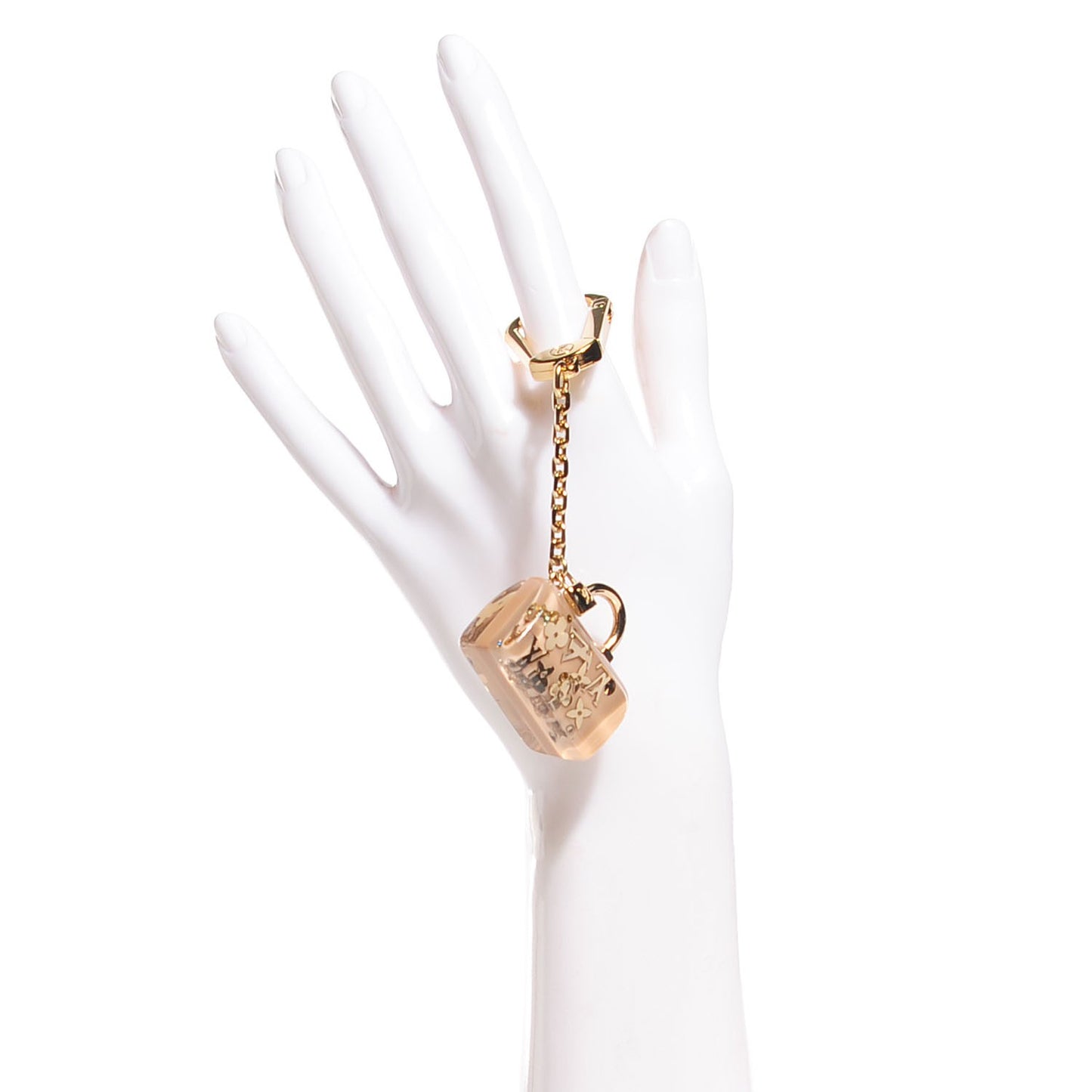 Resin Inclusion Speedy Bag Charm Key Chain Beige