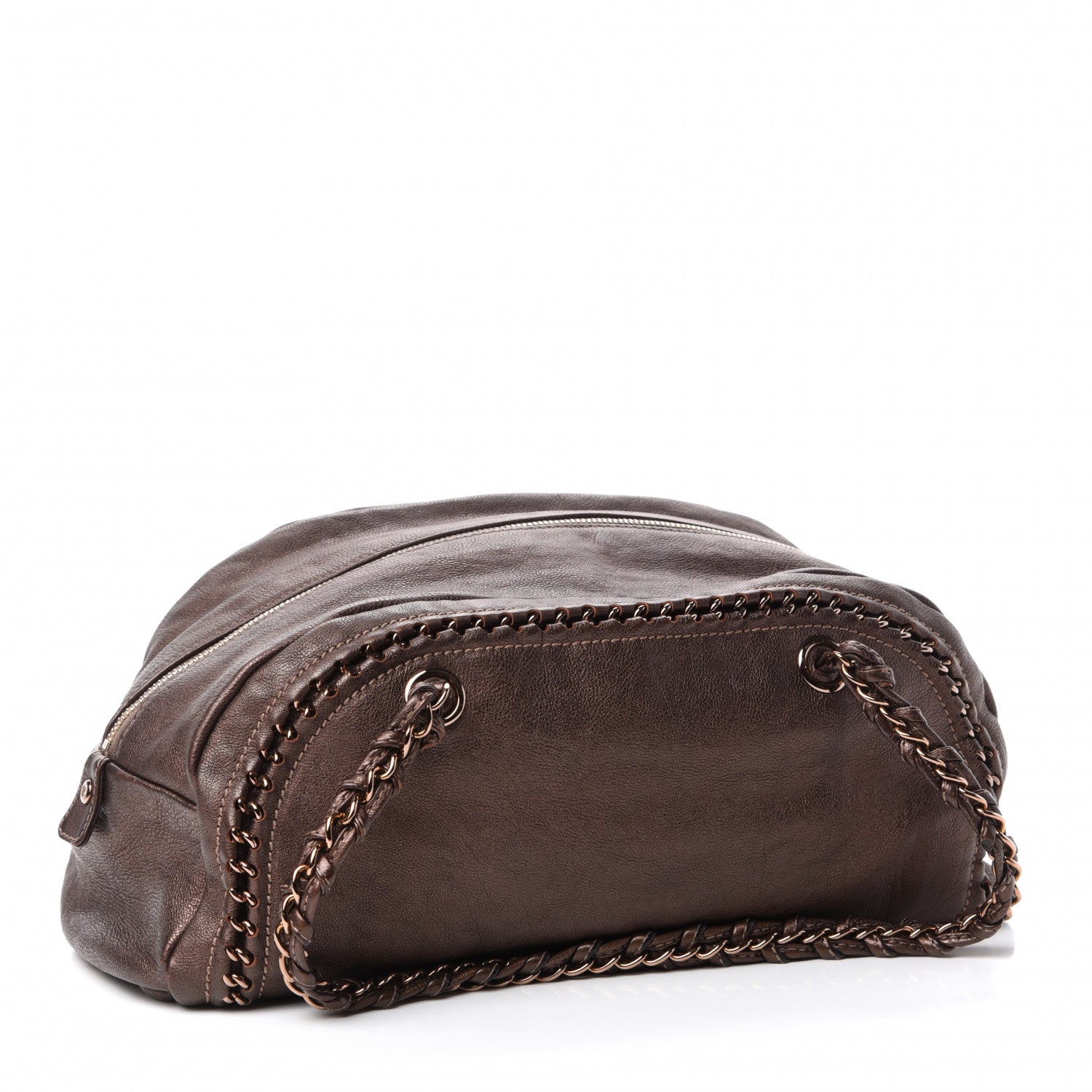 Chanel Goatskin Medium Luxe Ligne Bowler Brown 3 of 15