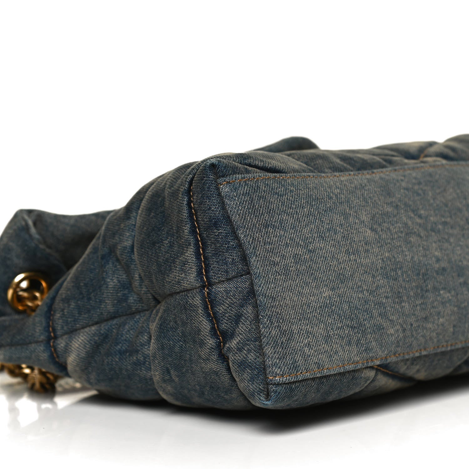 Saint Laurent Denim Quilted Small Loulou Puffer Monogram Chain Satchel Blue Cinnamon 9 of 10