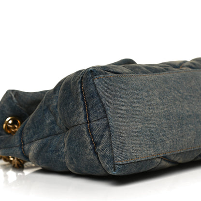Saint Laurent Denim Quilted Small Loulou Puffer Monogram Chain Satchel Blue Cinnamon 9 of 10