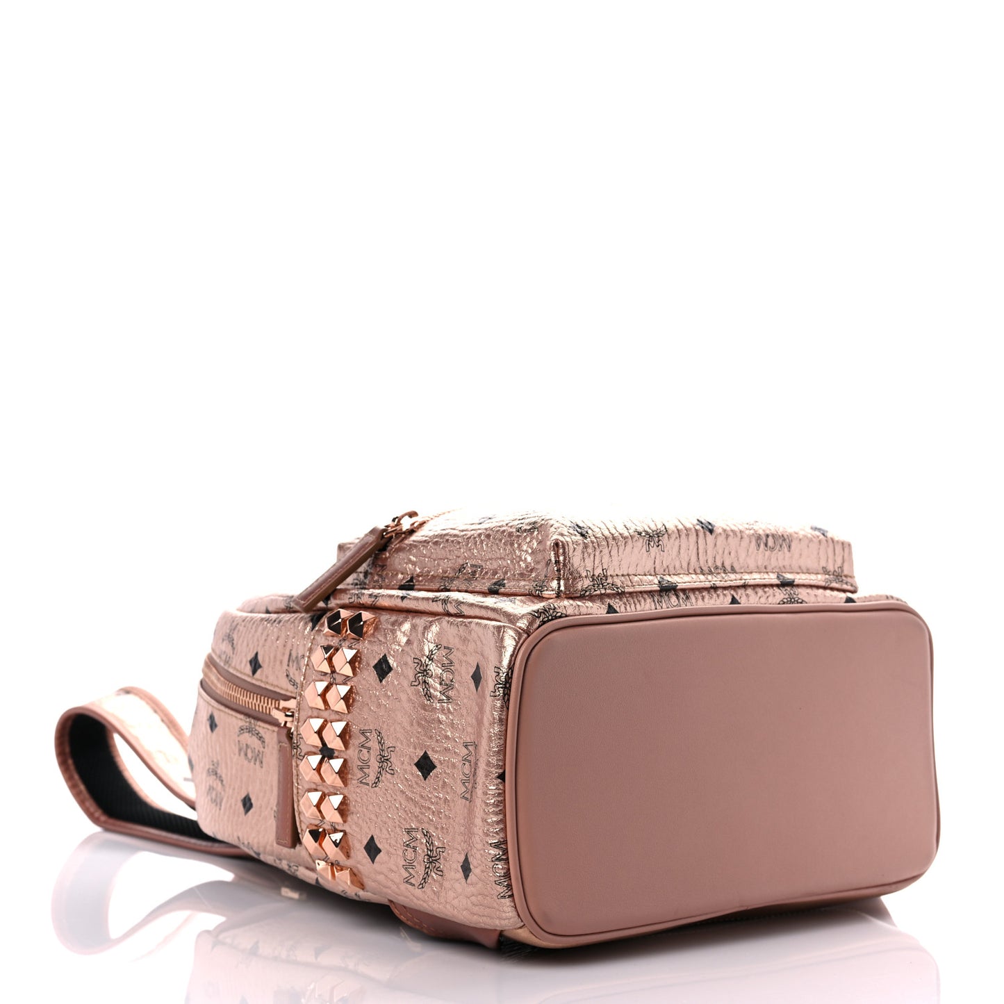 Metallic Visetos Side Stud Mini Stark Backpack Champagne Gold