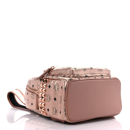 MCM Metallic Visetos Side Stud Mini Stark Backpack Champagne Gold 3 of 11