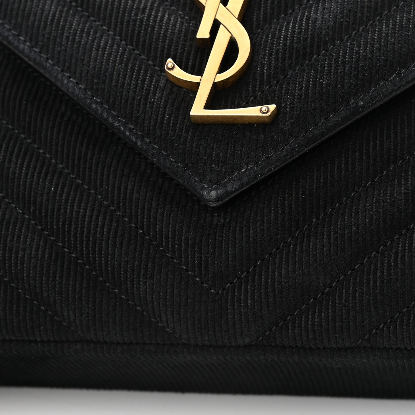 Corduroy Matelasse Chevron Monogram Medium College Bag Softy Black