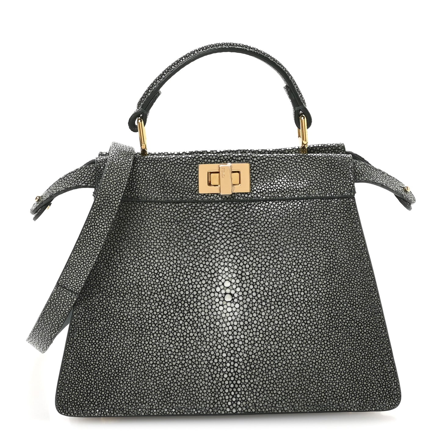Stingray Shiny Nappa Petite Peekaboo I SEE U Satchel Verde Inglese