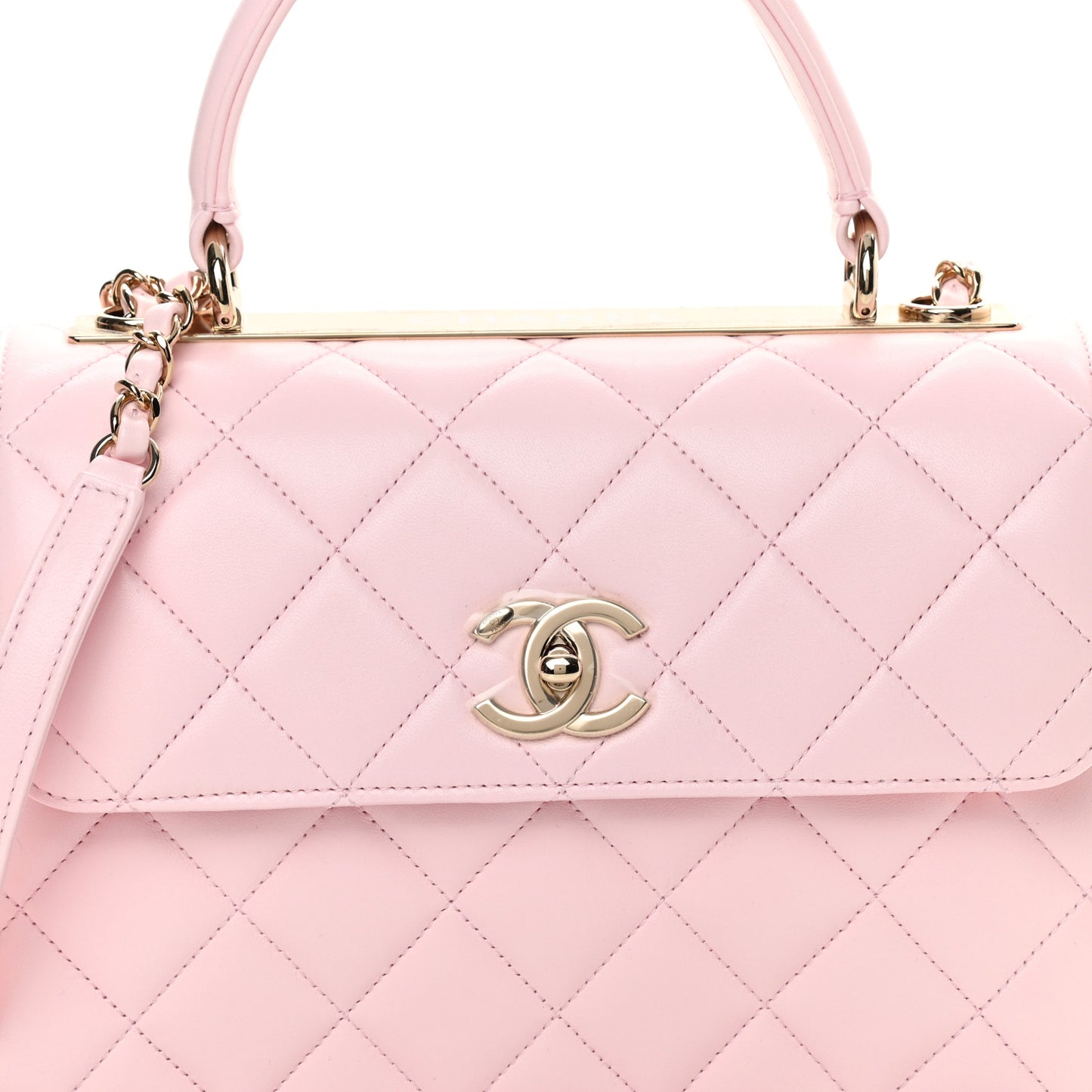 Lambskin Quilted Small Trendy CC Flap Dual Handle Bag Light Pink