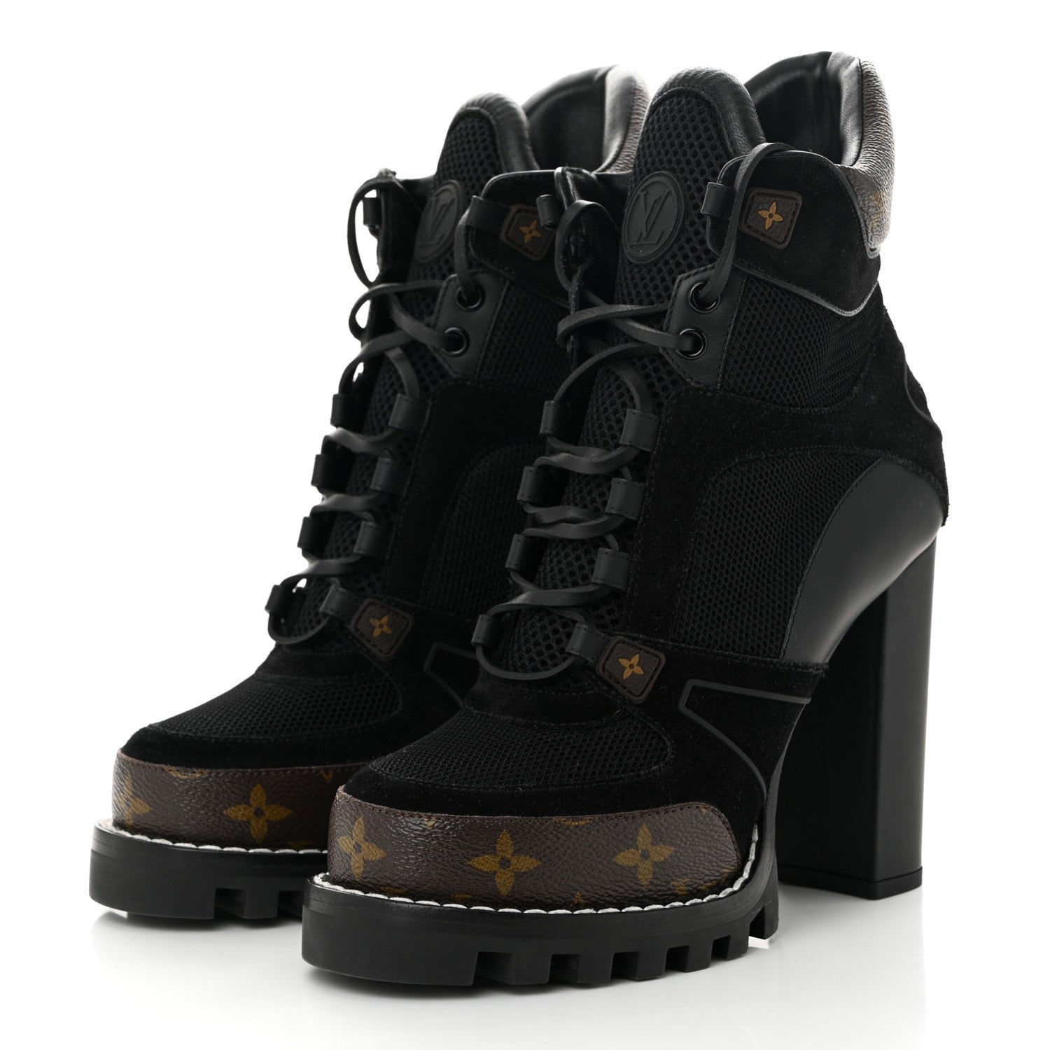Louis Vuitton Suede Calfskin Monogram Star Trail Ankle Boots 39 Black 3 of 9
