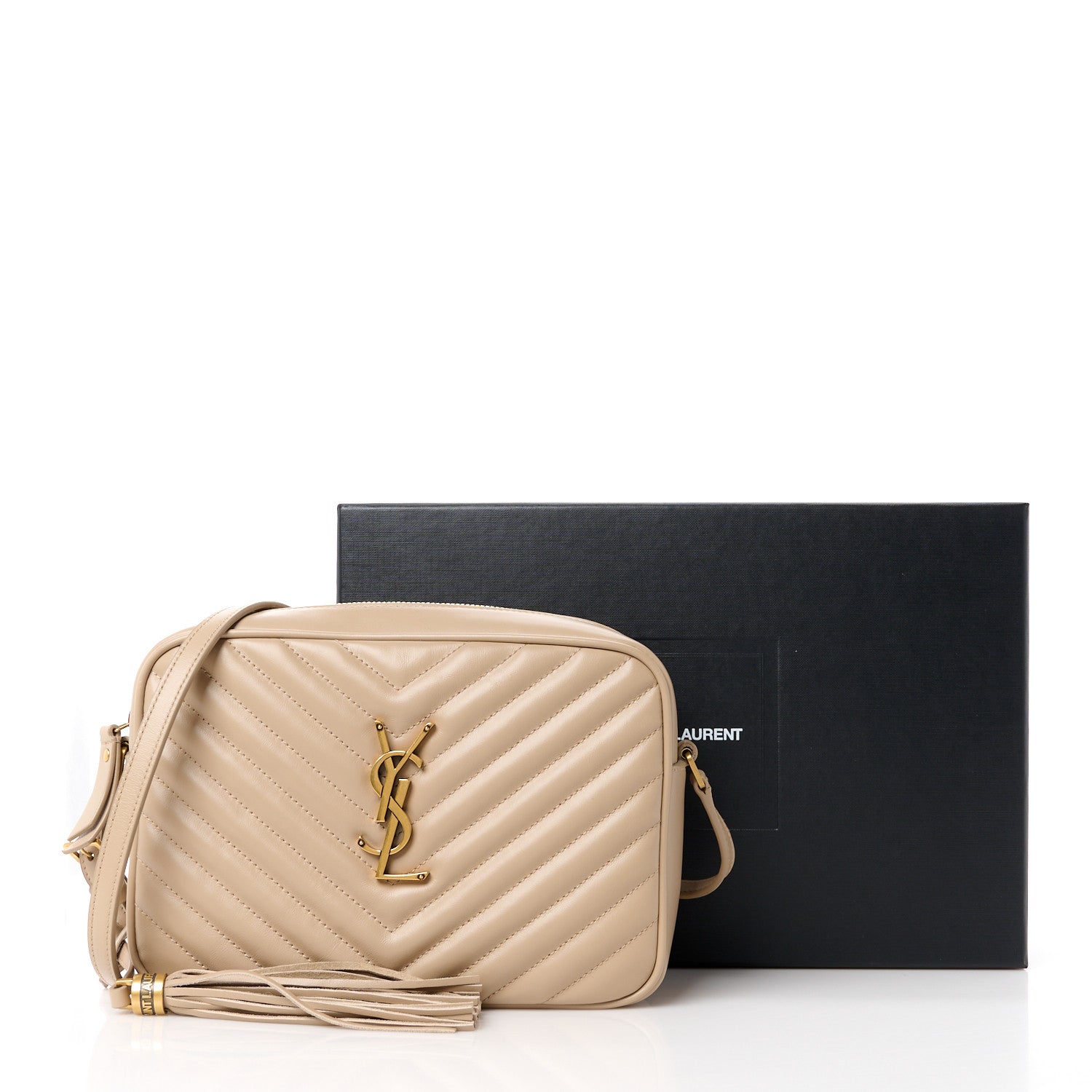 Saint Laurent Calfskin Matelasse Monogram Lou Camera Bag Dark Beige 11 of 11