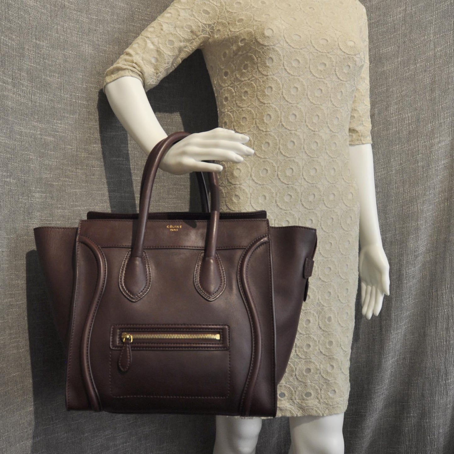 Smooth Calfskin Mini Luggage Wine