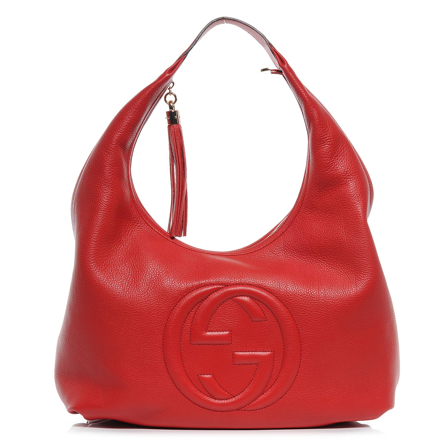 Pebbled Calfskin Large Soho Hobo Red