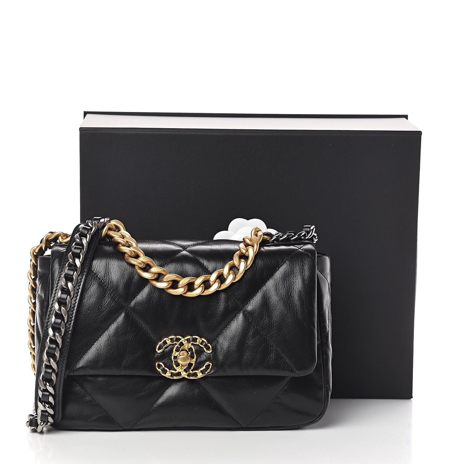 Chanel Lambskin Quilted Medium 19 Flap Black 11 of 11