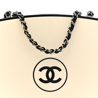 Chanel Plexiglass Compact Box Clutch Black Ivory 7 of 9