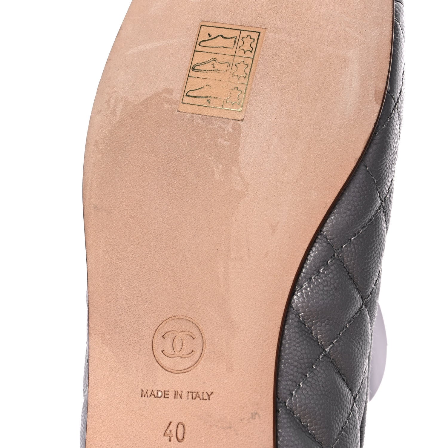 Chanel Crumpled Lambskin Quilted CC Ballerina Flats 40 Grey 9 of 11