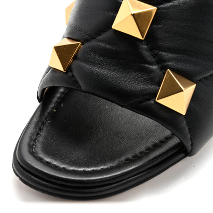 Valentino Garavani Nappa Quilted Roman Stud 65mm Slide Sandals 37 Black 19 of 24