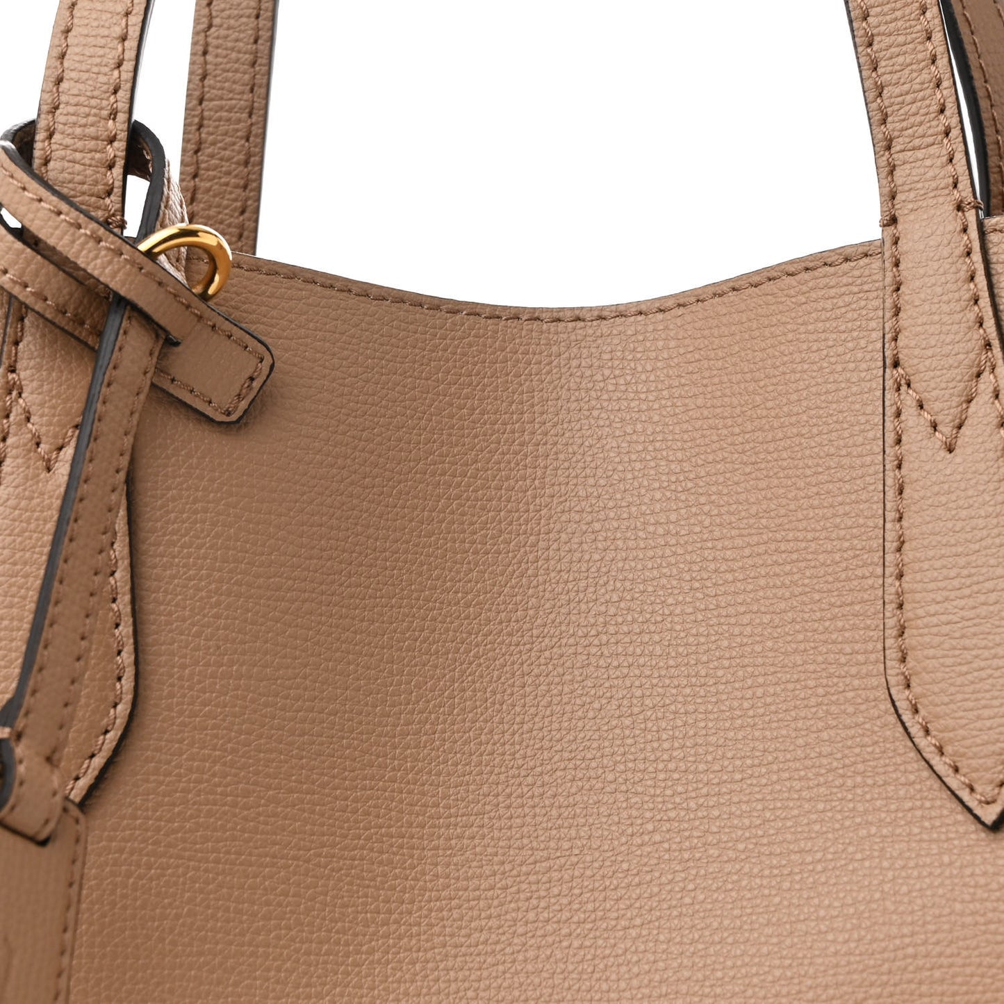 Grainy Calfskin Haymarket Check Medium Reversible Tote Camel
