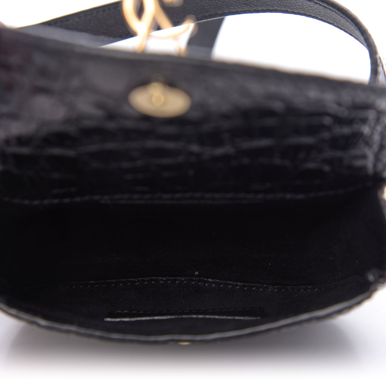 Saint Laurent Shiny Calfskin Crocodile Embossed Monogram Kaia Belt Bag Black 5 of 9