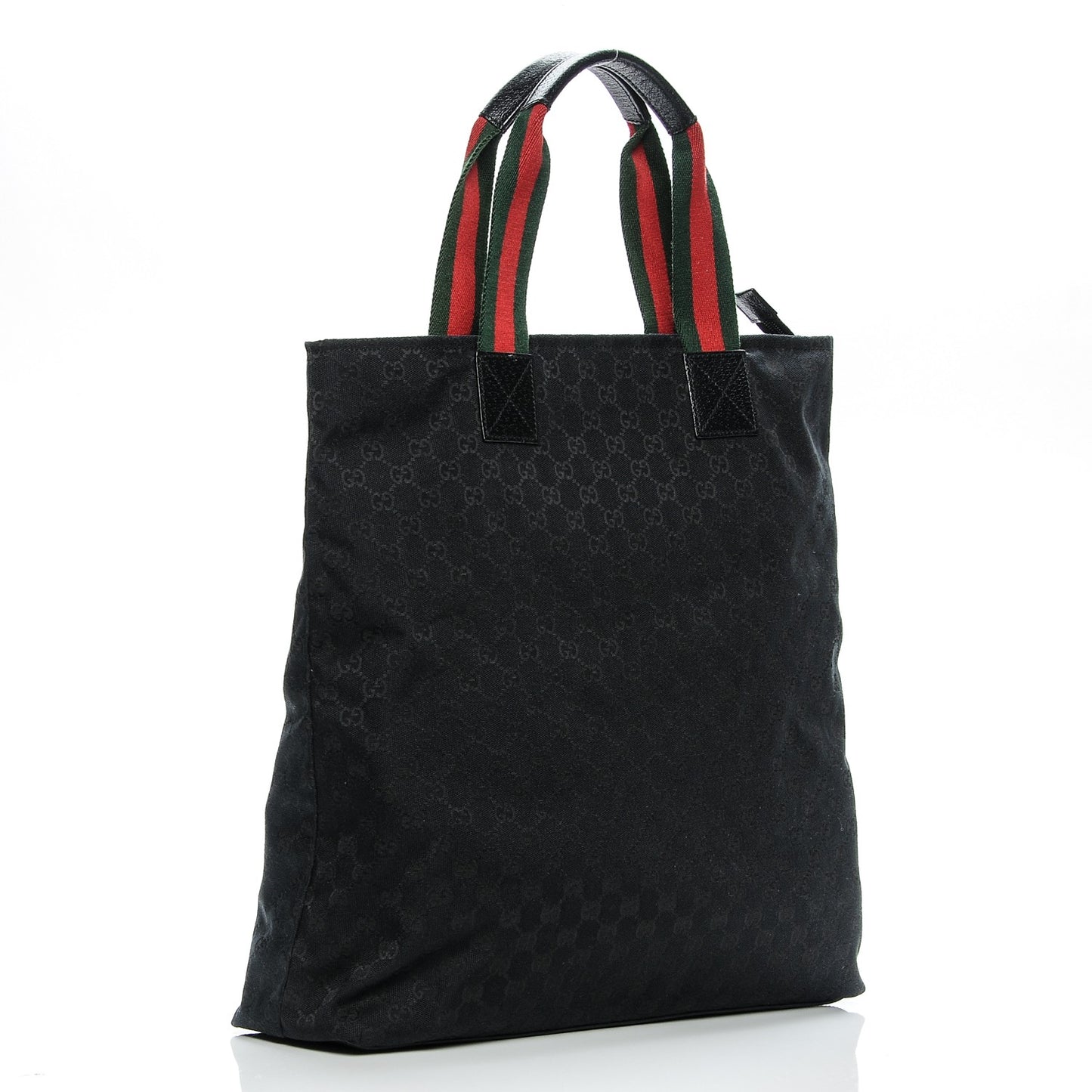 GG Monogram Large Web Handle Vertical Tote Black