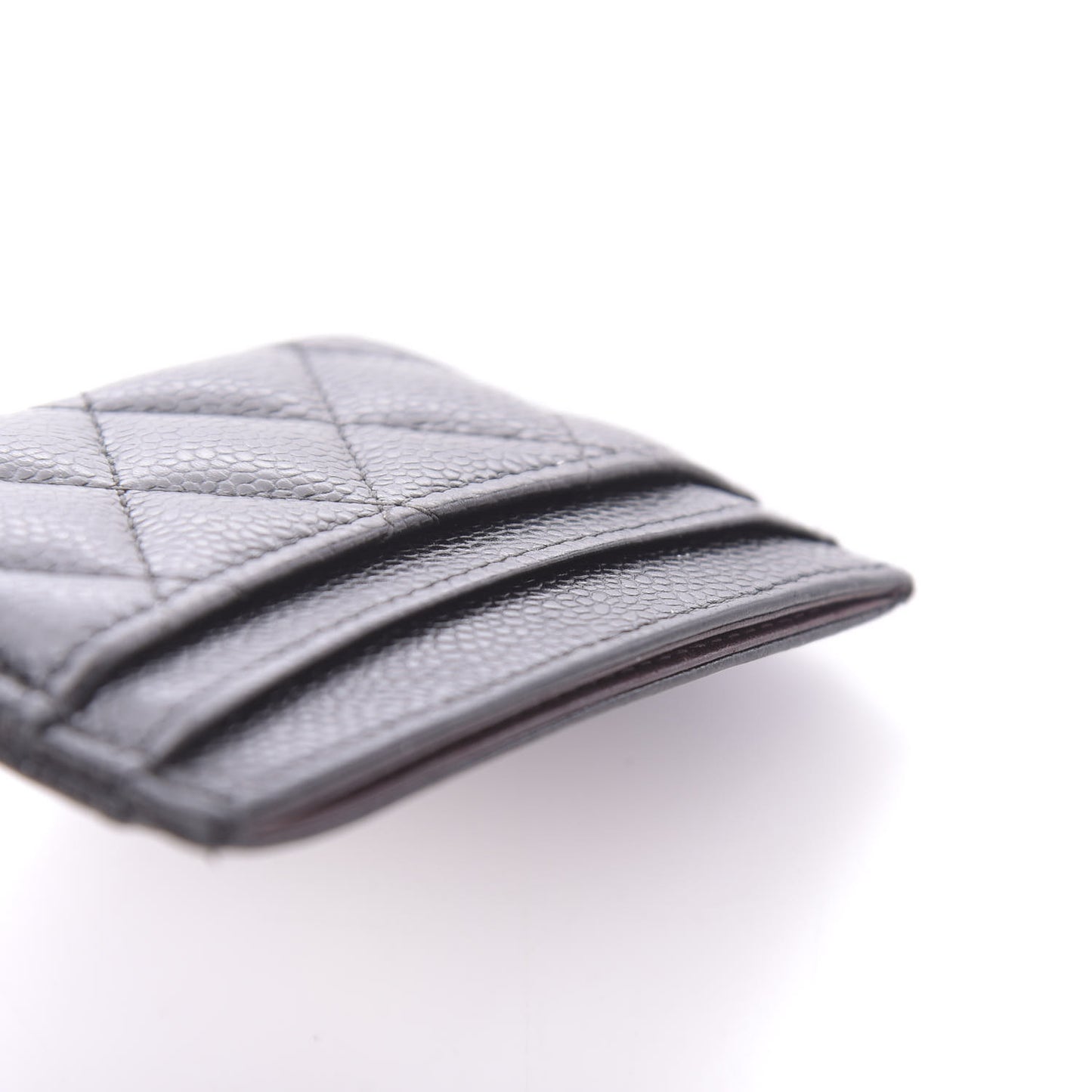 Caviar Quilted Card Holder Black