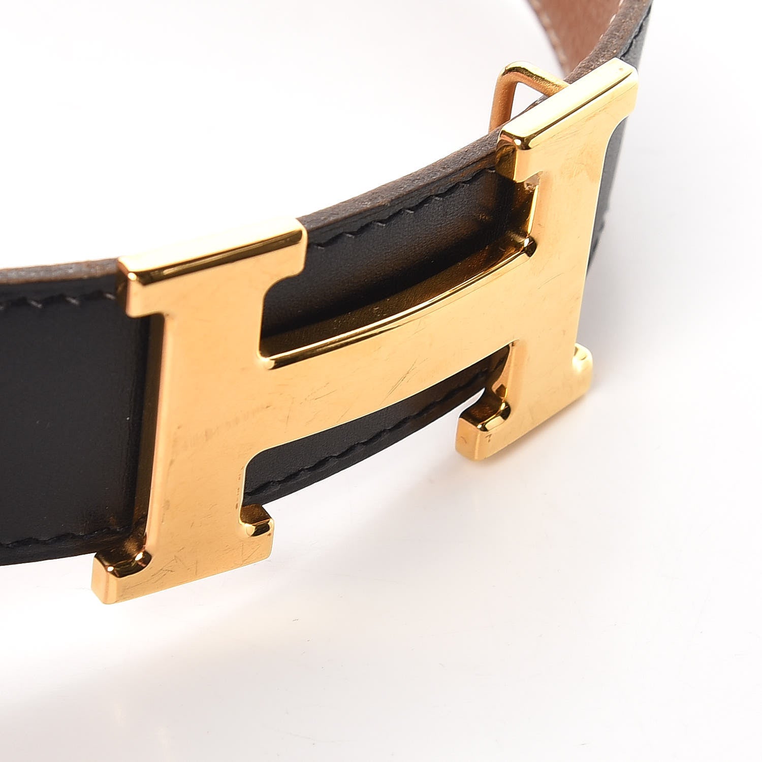 Hermes Box Togo 32mm H Belt 70 Black Gold 9 of 10