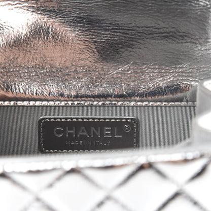 Chanel Metallic Goatskin Quilted North South Boy Flap Silver 8 of 10