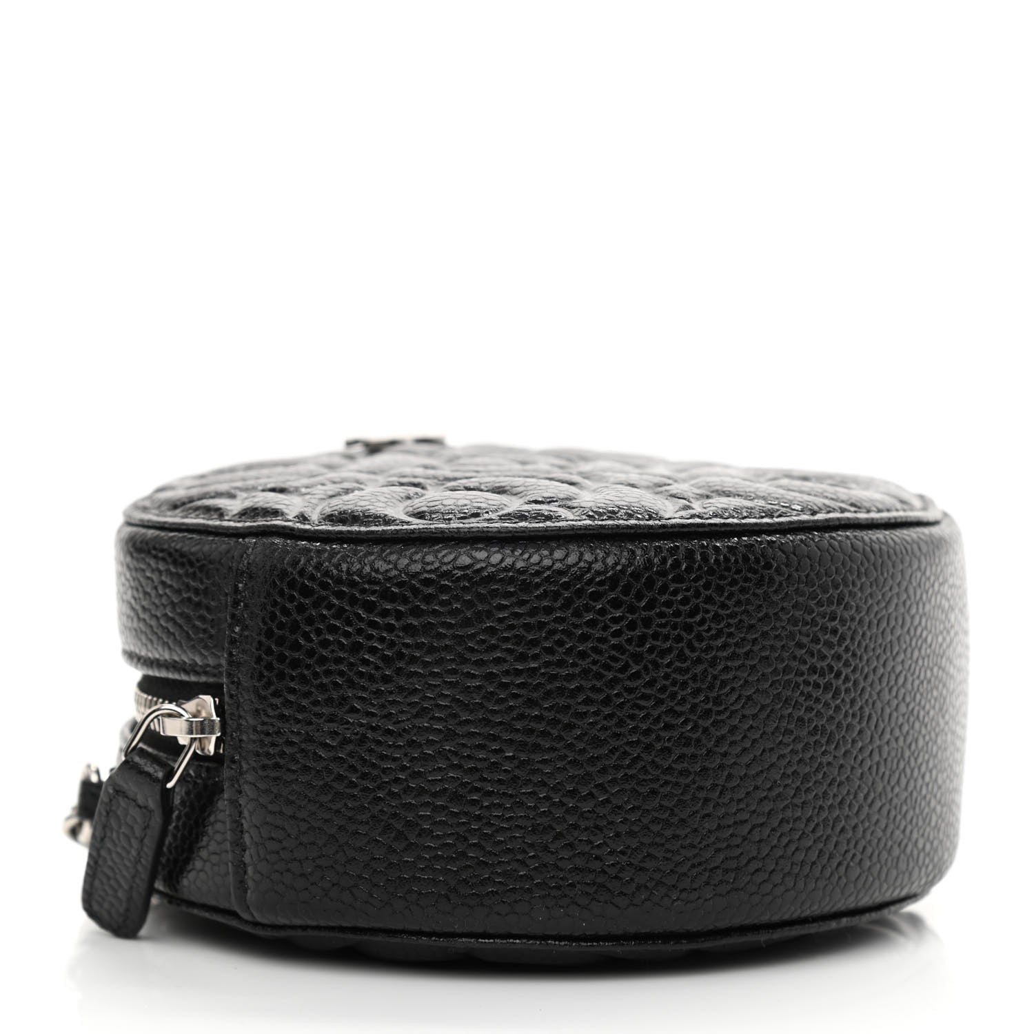 Chanel Caviar Camellia Embossed Round Clutch With Chain Black 4 of 11