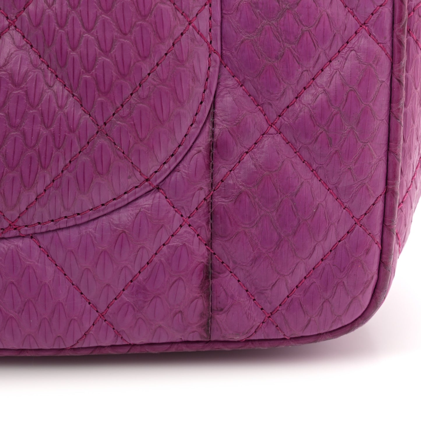 Elaphe Snakeskin Quilted Jumbo Easy Carry Flap Purple