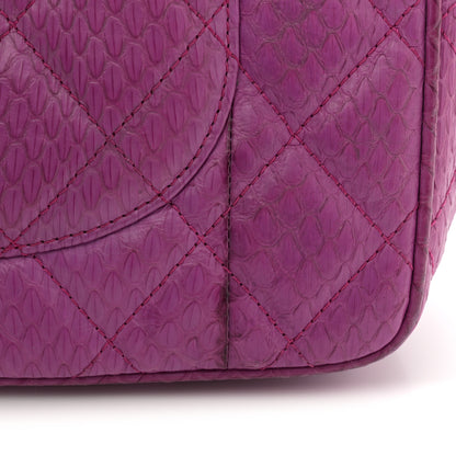 Chanel Elaphe Snakeskin Quilted Jumbo Easy Carry Flap Purple 12 of 13