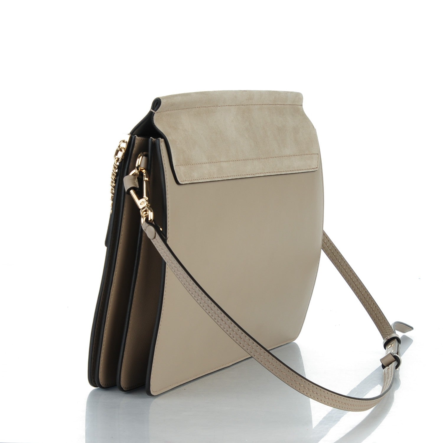 Chloe Calfskin Suede Medium Faye Shoulder Bag Motty Grey 3 of 7