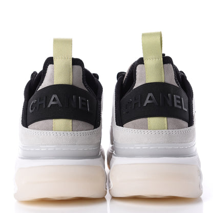 Chanel Calfskin Suede Nylon CC Sneakers 36 White Grey Yellow 7 of 10