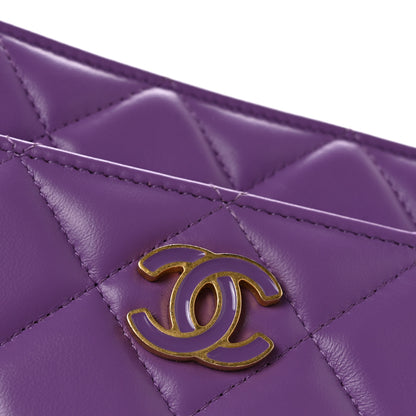 Chanel Lambskin Enamel Quilted Pending CC Clutch With Chain  Purple 12 of 13