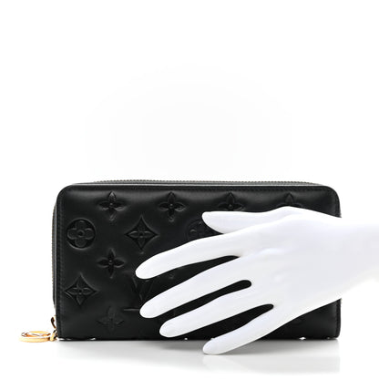 Louis Vuitton Lambskin Embossed Monogram Coussin Zippy Wallet Black 2 of 6