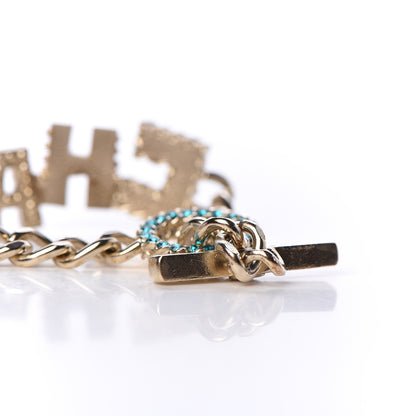 Chanel Metal Strass Enamel Pearl Logo Bracelet Gold Multicolor 7 of 8