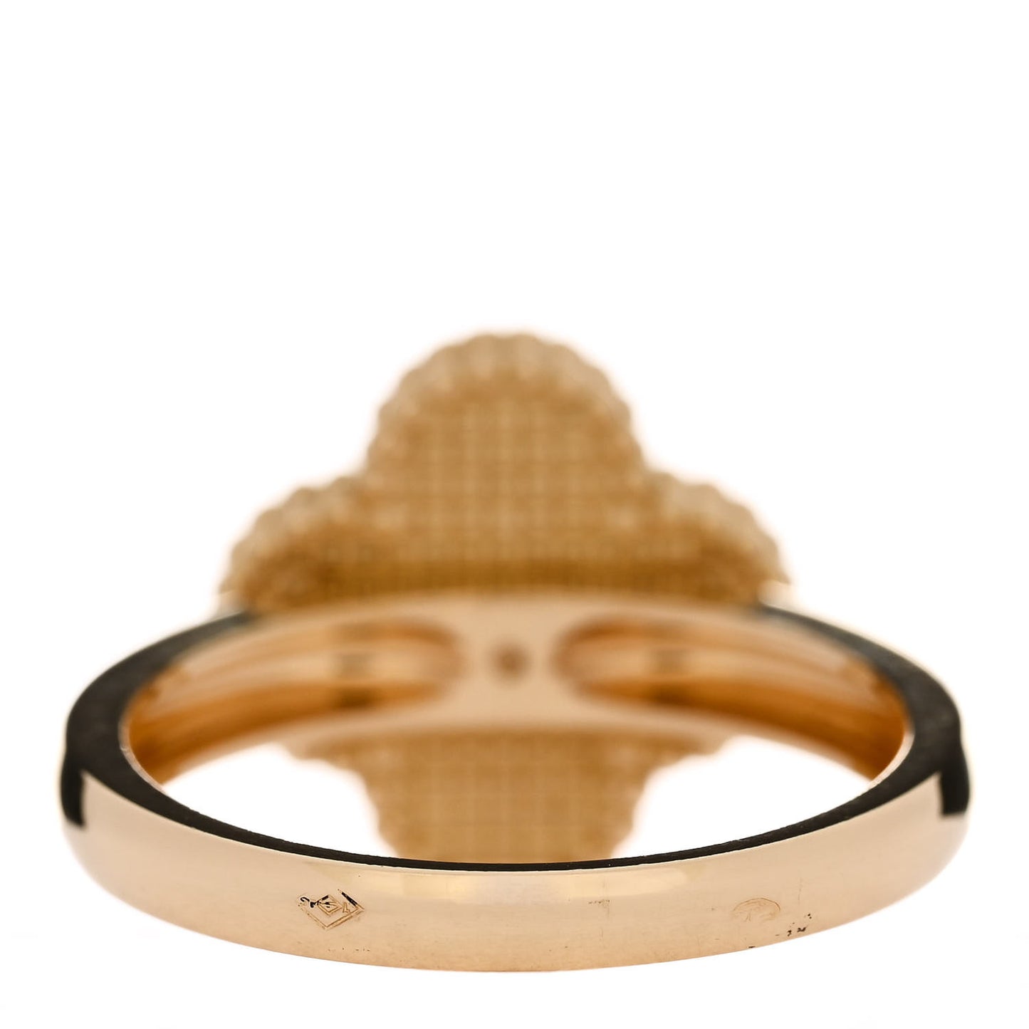 18K Yellow Gold Diamond Mother of Pearl Vintage Alhambra Ring 58 8.25