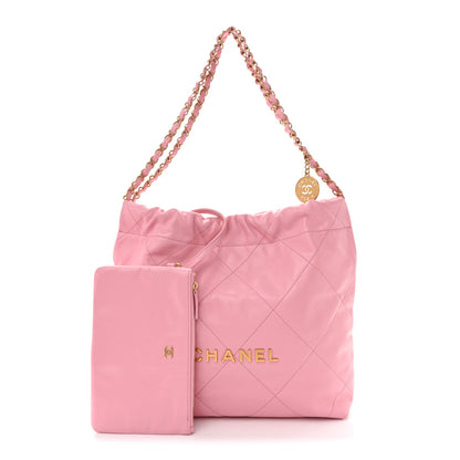 Chanel Shiny Calfskin Quilted Small Chanel 22 Dark Pink 3 of 13