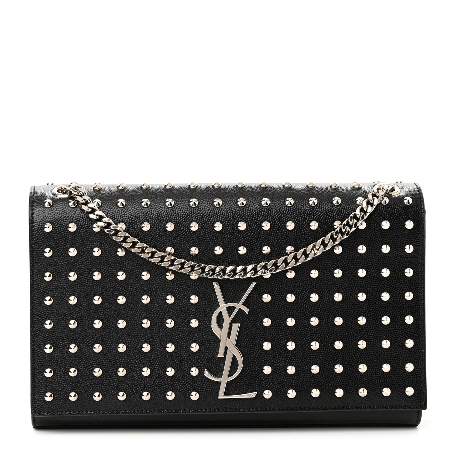 Grain De Poudre Studded Medium Monogram Kate Satchel Black