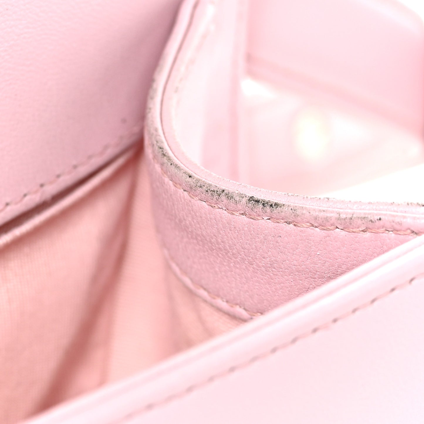 Lambskin Iridescent PVC Medium Boy Flap Light Pink Silver