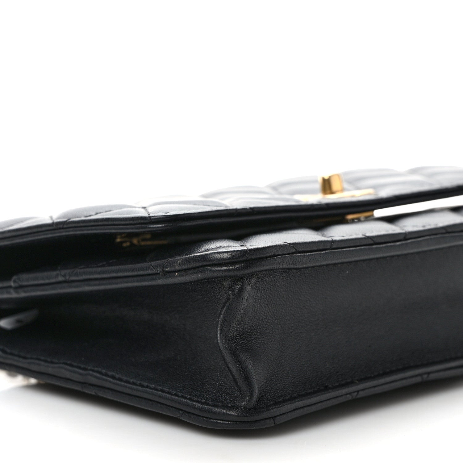 Chanel Lambskin Quilted Sweet Camellia Wallet on Chain WOC Black 9 of 11