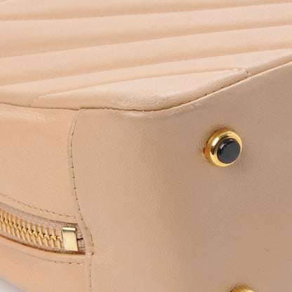 Chanel Lambskin Chevron Quilted Shoulder Bag Beige 13 of 14