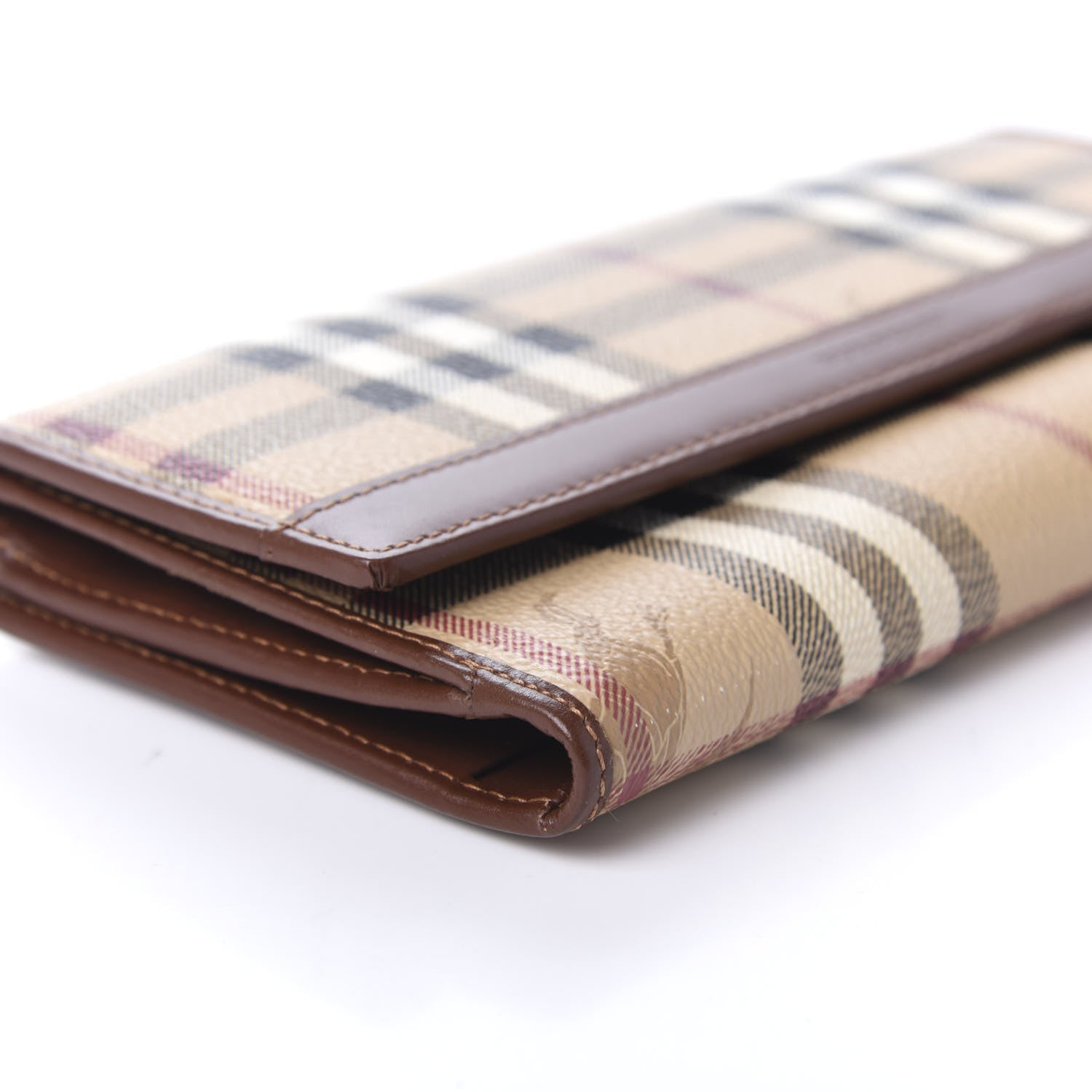 Burberry Haymarket Check Continental Wallet Brown 6 of 10