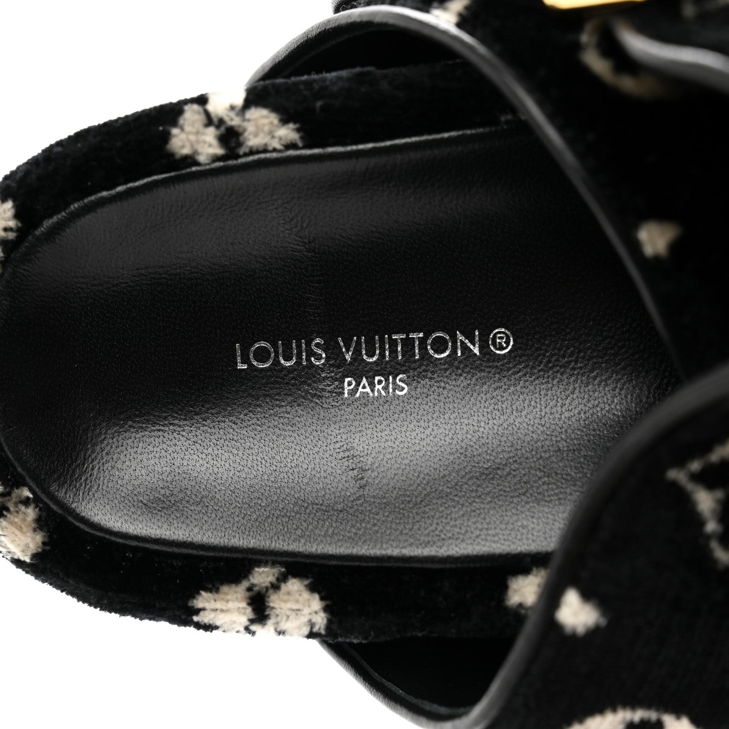 Louis Vuitton Velvet Monogram Jumbo Flatform Mule Sandals 37 Black White 6 of 9