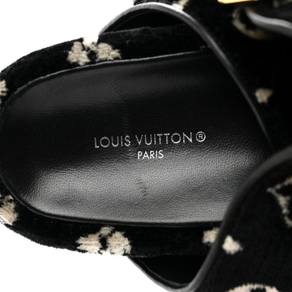 Louis Vuitton Velvet Monogram Jumbo Flatform Mule Sandals 37 Black White 6 of 9
