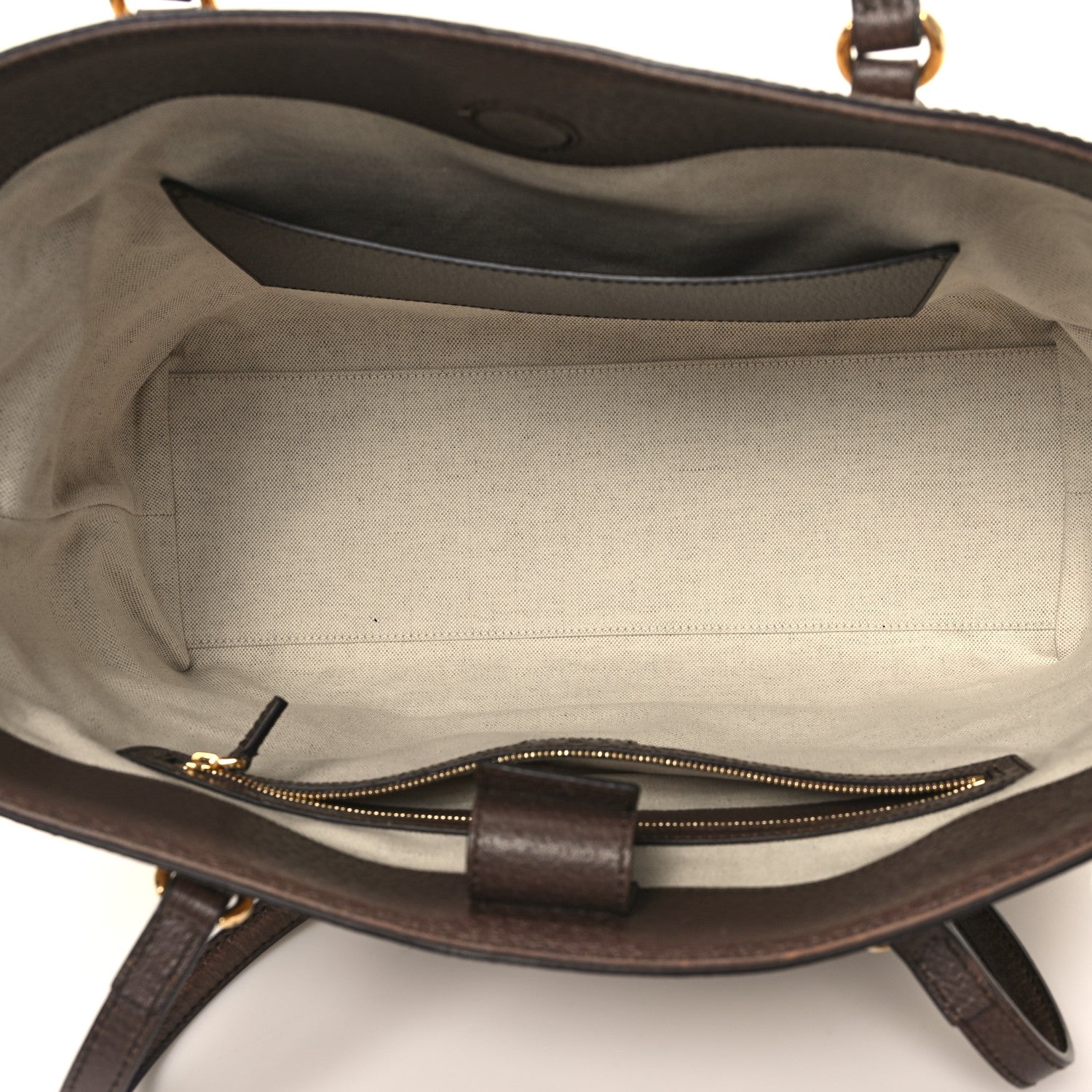 Gucci Monogram Jumbo GG Textured Dollar Calfskin Web Medium Ophidia Shopping Tote Camel Ebony 5 of 13